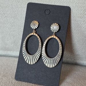 Mexico 925 Sterling Silver Oval Statement Earrings